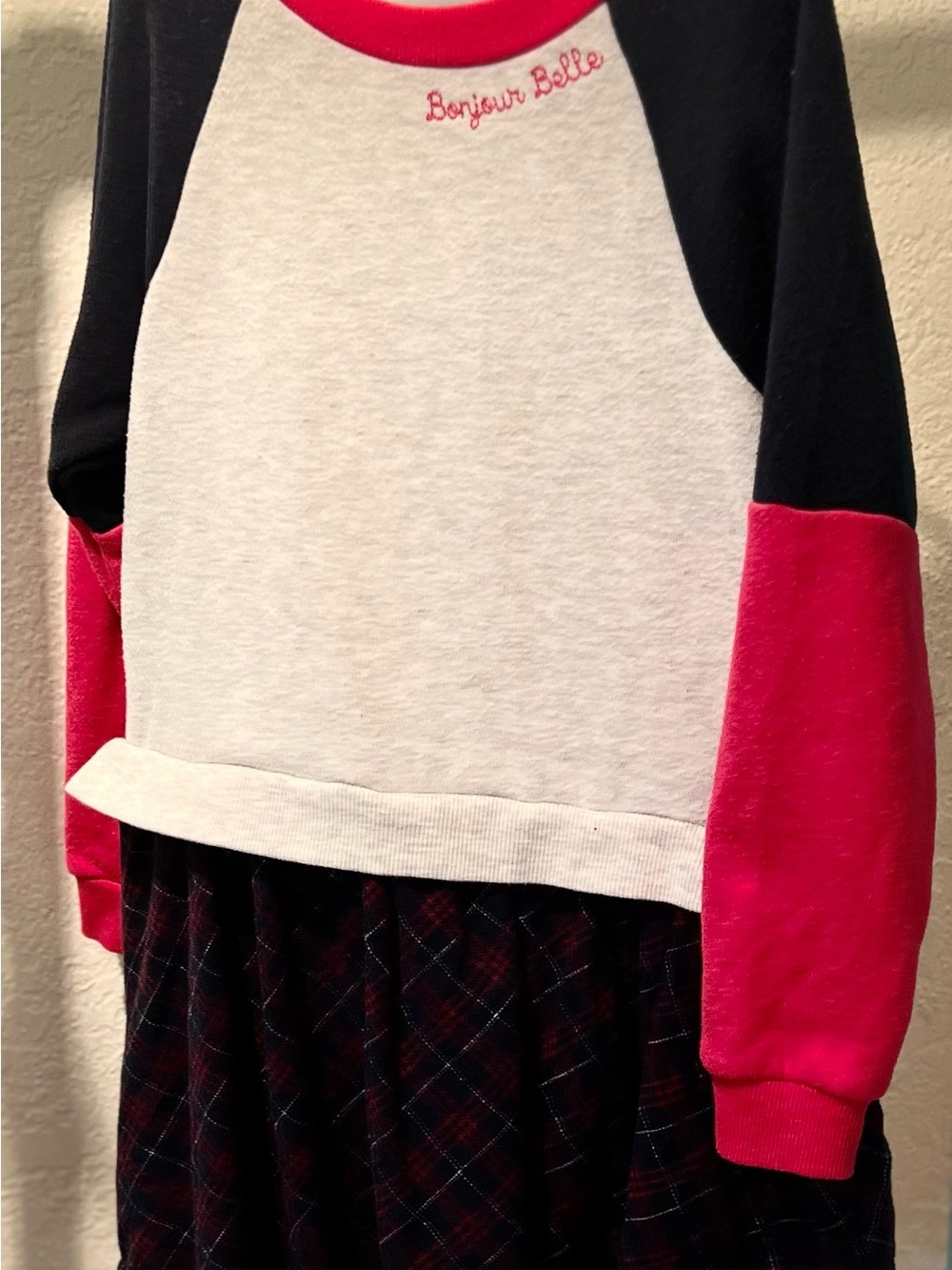 French Connection Girls' Colorblock Sweatshirt - White, Black & Pink
